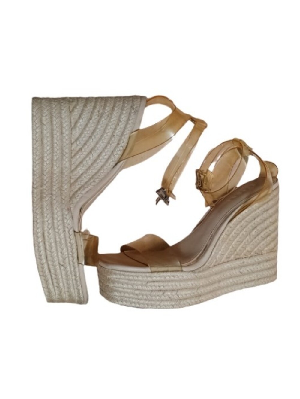 Gianni Bini Beige Espadrille Wedge Sandals with Ankle Strap